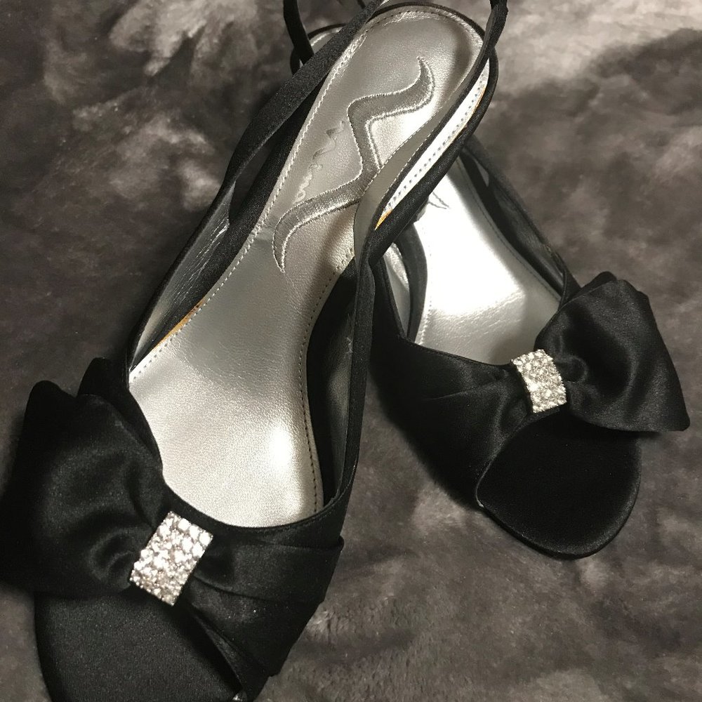 Brand New Satin Sheen Heels with Decorative Bow